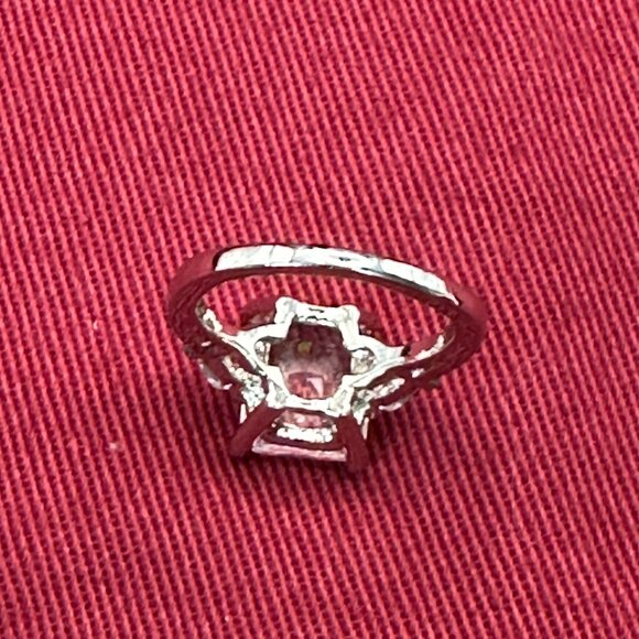 Large Emerald Cut Crystal Silver-Tone Ring Size 5.5 - Picture 14 of 15